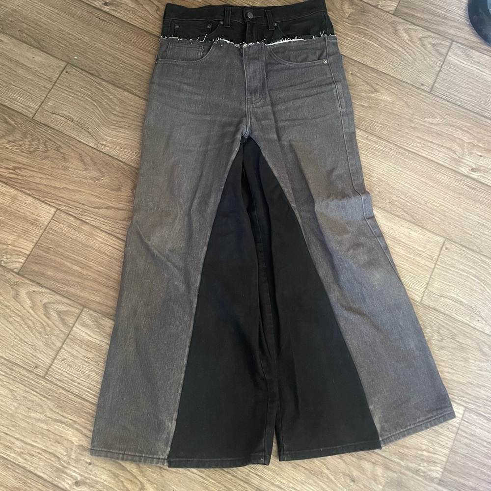 Two-Tone Flared Jeans
